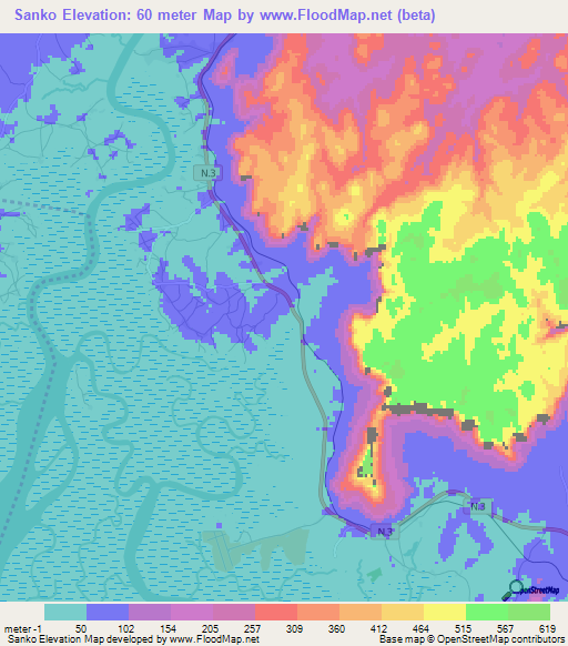 Sanko,Guinea Elevation Map