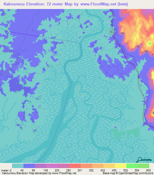 Kakounsou,Guinea Elevation Map