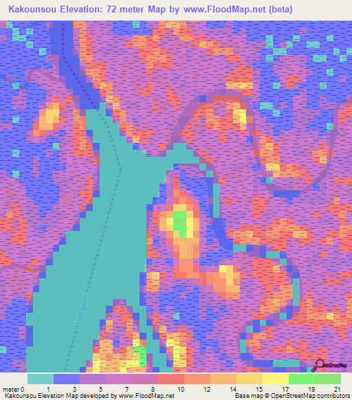 Kakounsou,Guinea Elevation Map