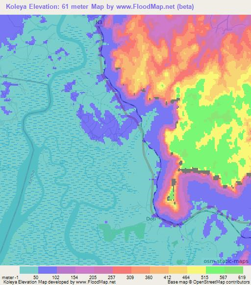 Koleya,Guinea Elevation Map