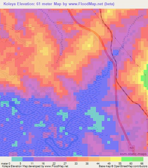 Koleya,Guinea Elevation Map