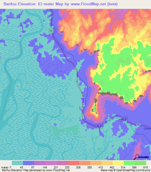 Banfou,Guinea Elevation Map