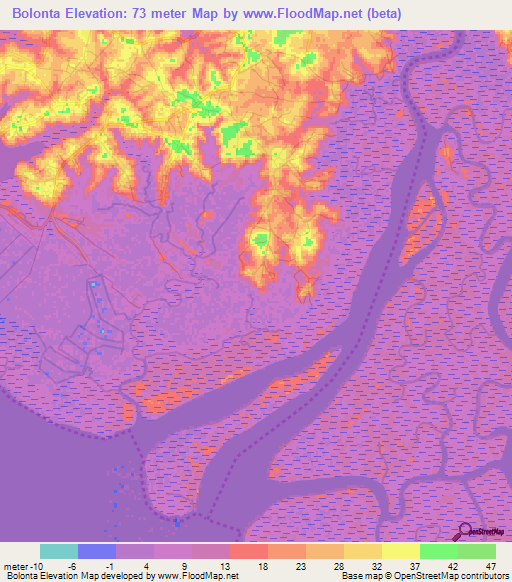 Bolonta,Guinea Elevation Map