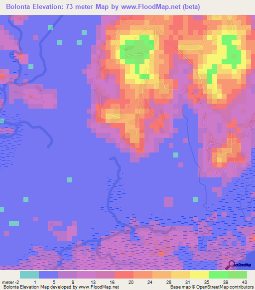 Bolonta,Guinea Elevation Map