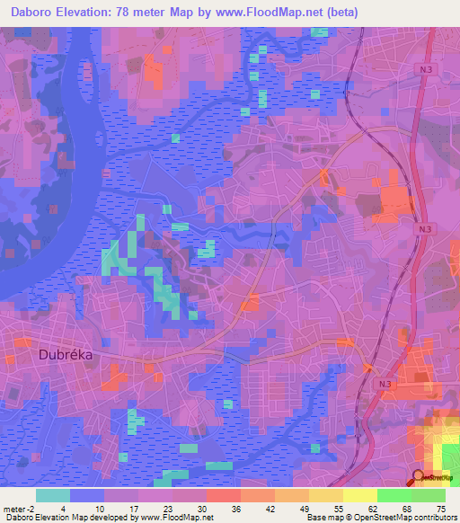 Daboro,Guinea Elevation Map