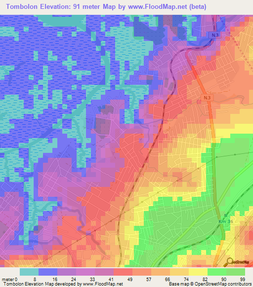 Tombolon,Guinea Elevation Map