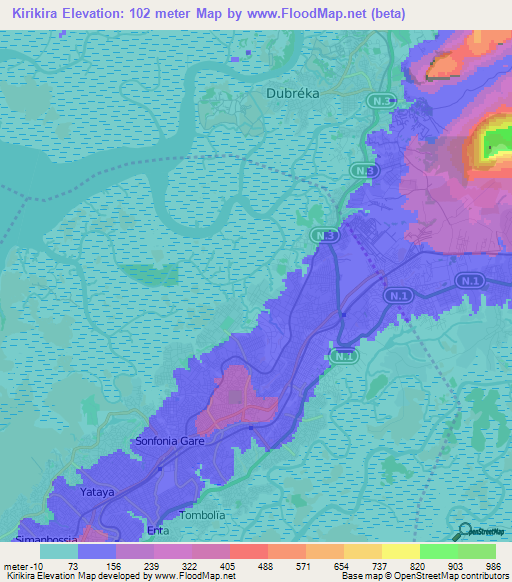 Kirikira,Guinea Elevation Map