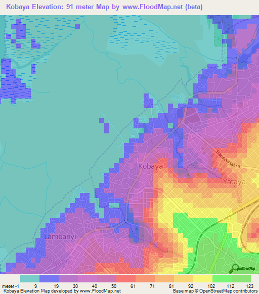 Kobaya,Guinea Elevation Map