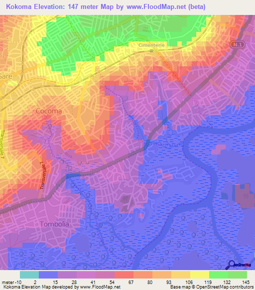 Kokoma,Guinea Elevation Map