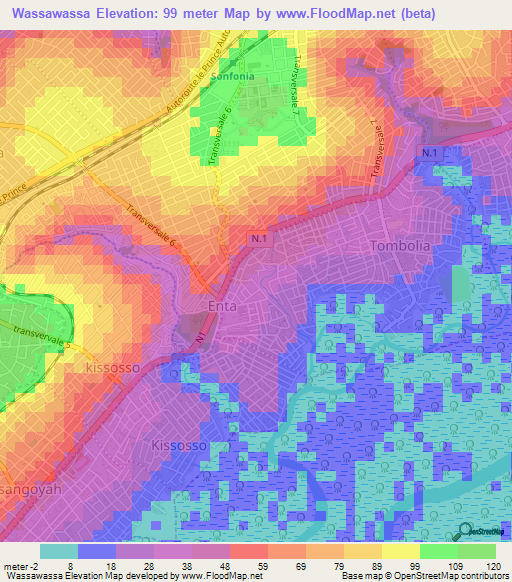 Wassawassa,Guinea Elevation Map