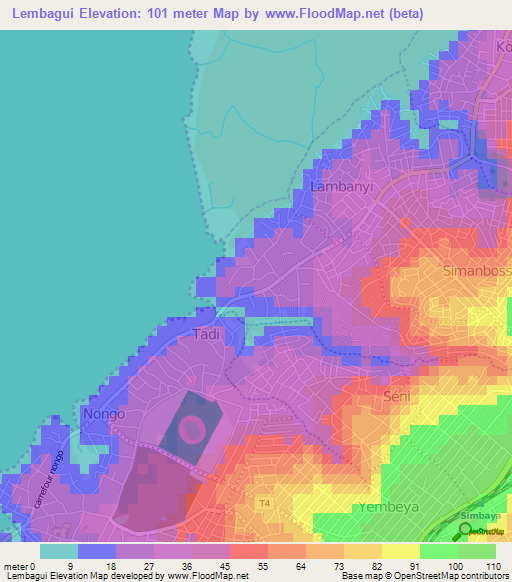 Lembagui,Guinea Elevation Map