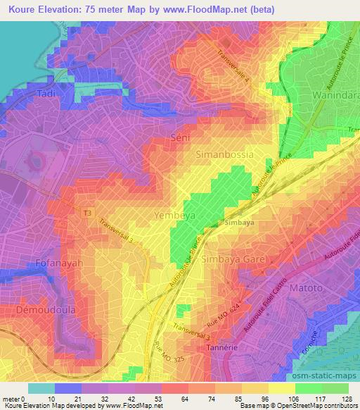 Koure,Guinea Elevation Map