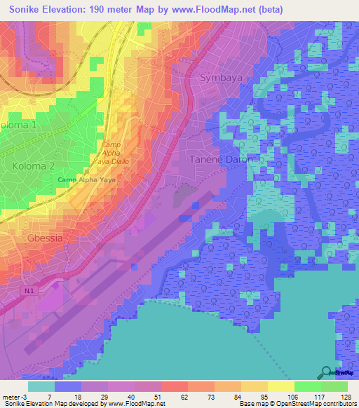 Sonike,Guinea Elevation Map