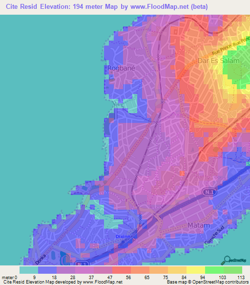 Cite Resid,Guinea Elevation Map