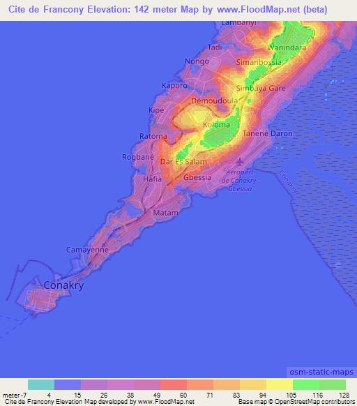 Cite de Francony,Guinea Elevation Map