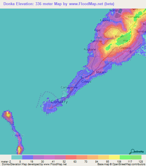 Donka,Guinea Elevation Map