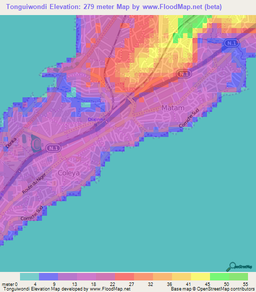 Tonguiwondi,Guinea Elevation Map