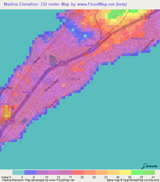 Madina,Guinea Elevation Map