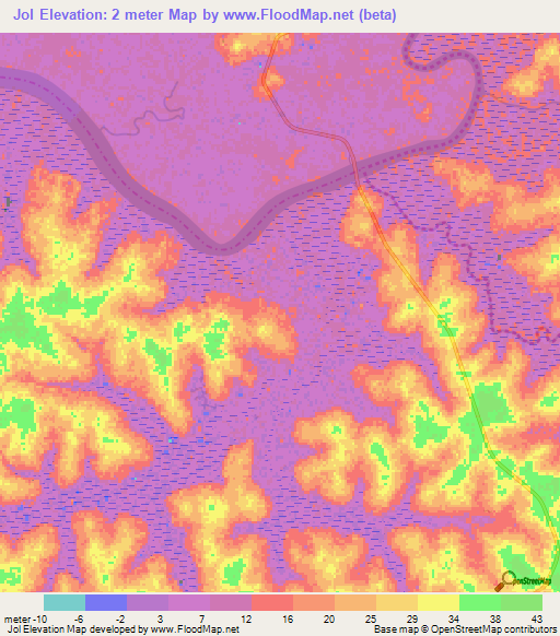 Jol,Guinea-Bissau Elevation Map