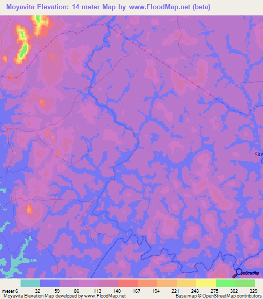 Moyavita,Sierra Leone Elevation Map