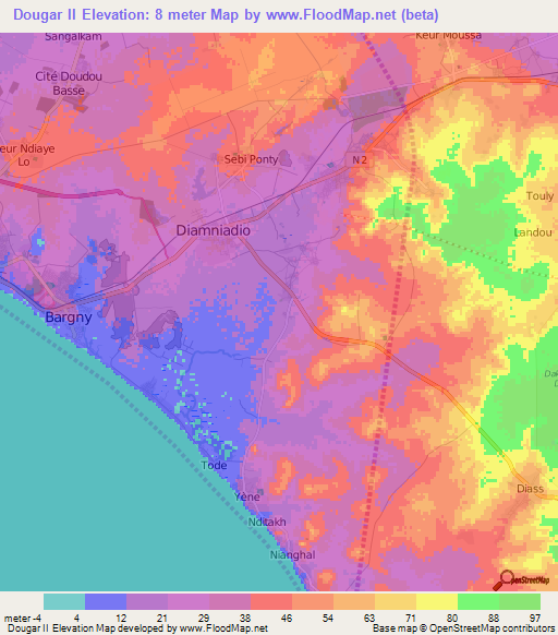 Dougar II,Senegal Elevation Map