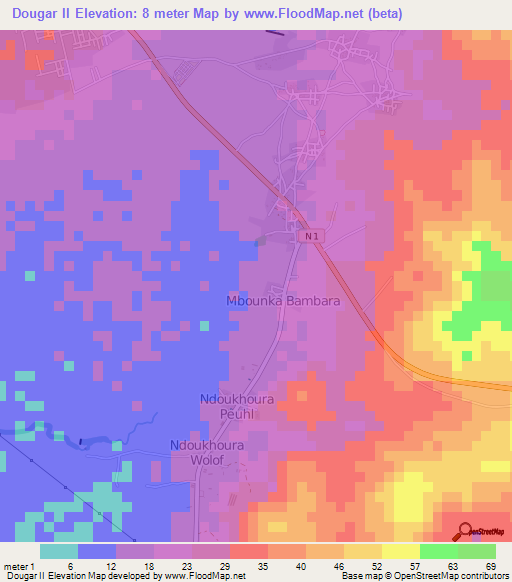 Dougar II,Senegal Elevation Map