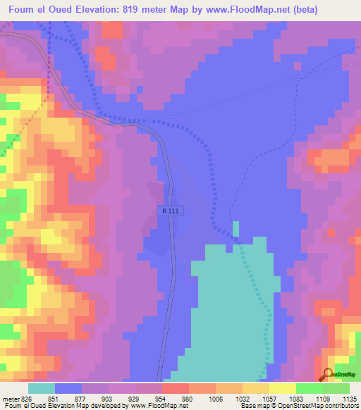 Foum el Oued,Morocco Elevation Map