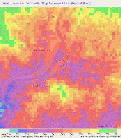 Azel,Niger Elevation Map