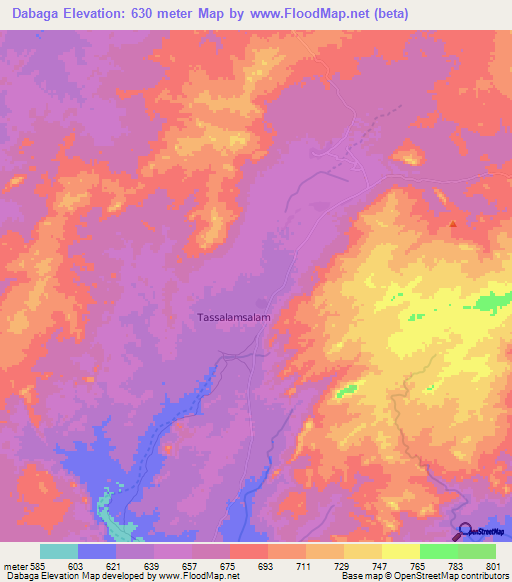 Dabaga,Niger Elevation Map