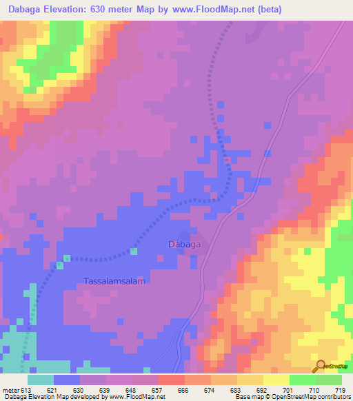 Dabaga,Niger Elevation Map