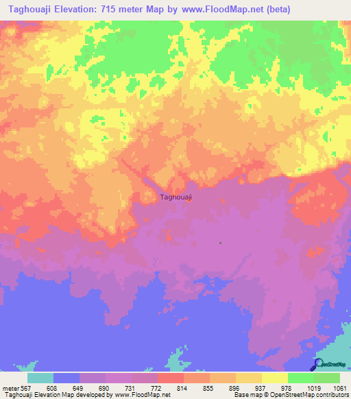 Taghouaji,Niger Elevation Map