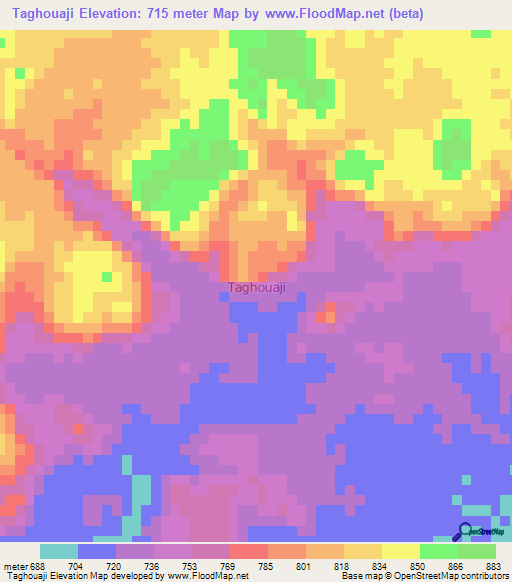 Taghouaji,Niger Elevation Map