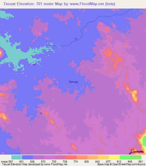 Teouat,Niger Elevation Map