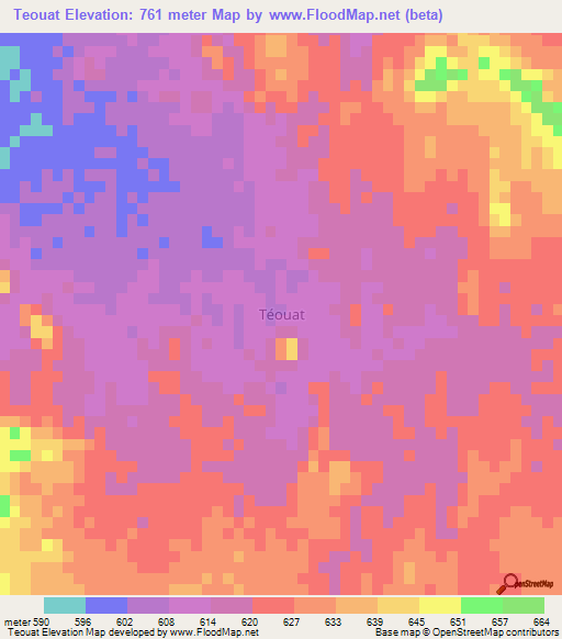 Teouat,Niger Elevation Map