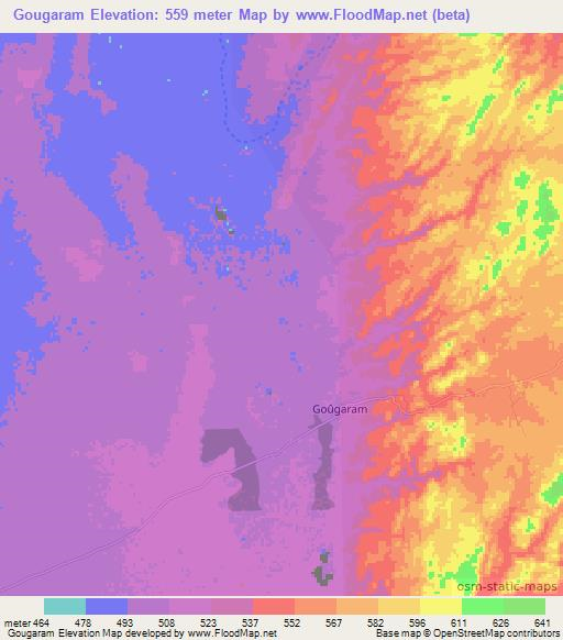 Gougaram,Niger Elevation Map