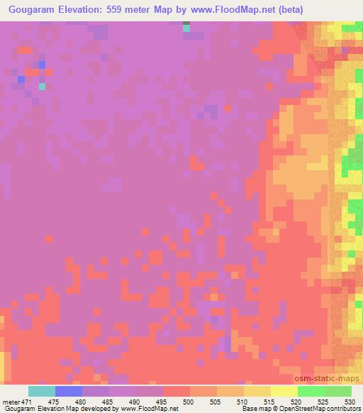 Gougaram,Niger Elevation Map