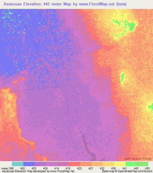 Assaouas,Niger Elevation Map