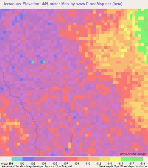 Assaouas,Niger Elevation Map