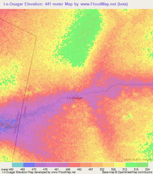 I-n-Ouagar,Niger Elevation Map