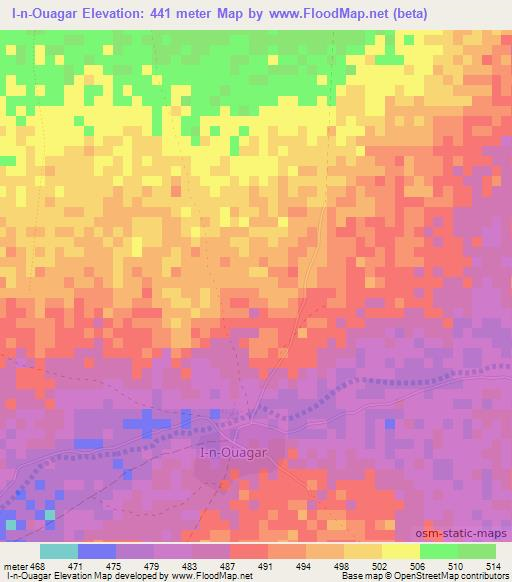 I-n-Ouagar,Niger Elevation Map