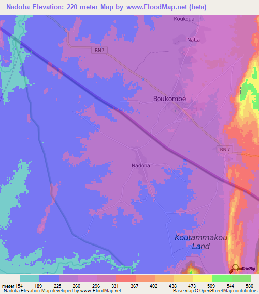 Nadoba,Togo Elevation Map