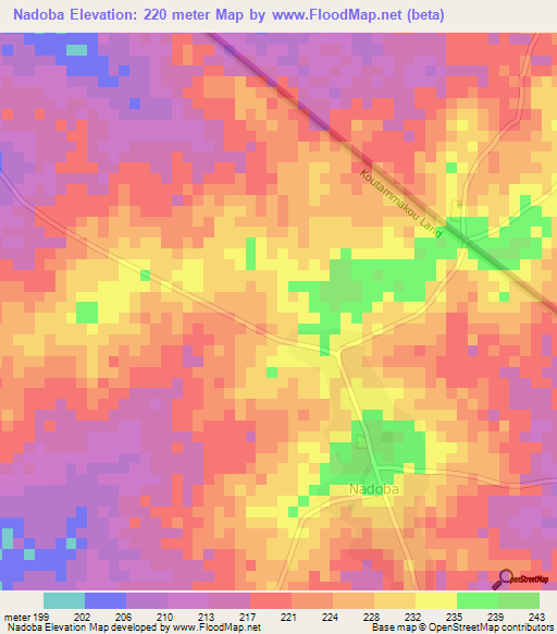 Nadoba,Togo Elevation Map