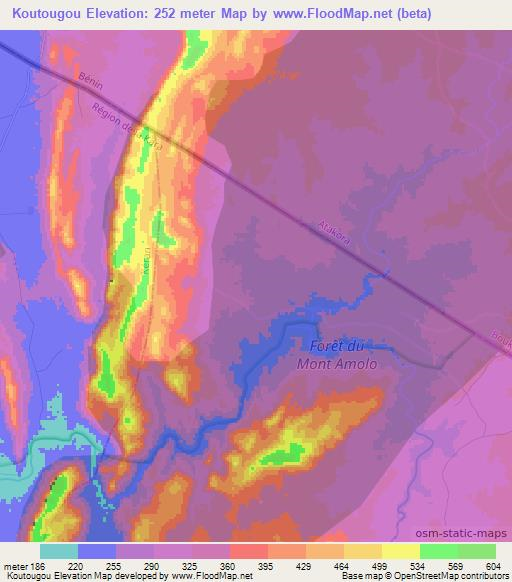 Koutougou,Togo Elevation Map