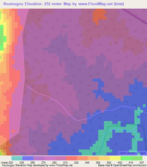 Koutougou,Togo Elevation Map