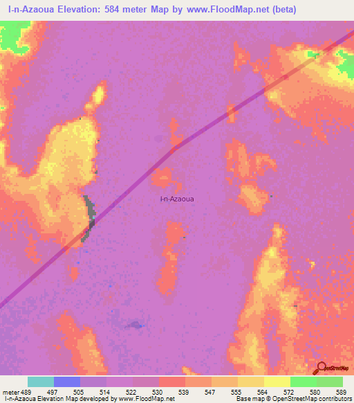 I-n-Azaoua,Niger Elevation Map