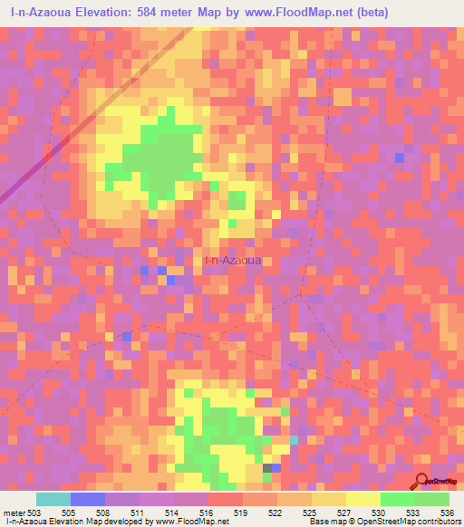 I-n-Azaoua,Niger Elevation Map