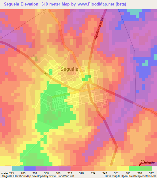 Seguela,Ivory Coast Elevation Map