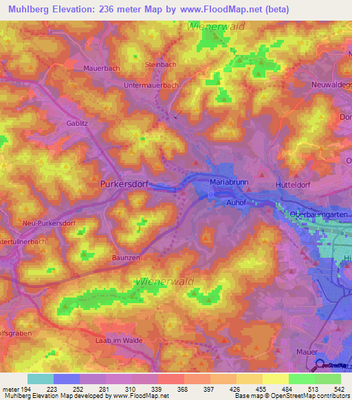 Muhlberg,Austria Elevation Map