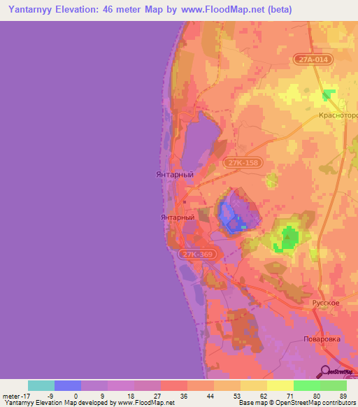 Yantarnyy,Russia Elevation Map