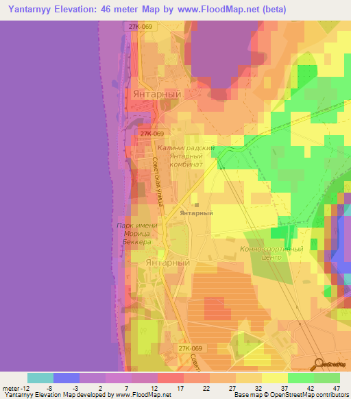 Yantarnyy,Russia Elevation Map